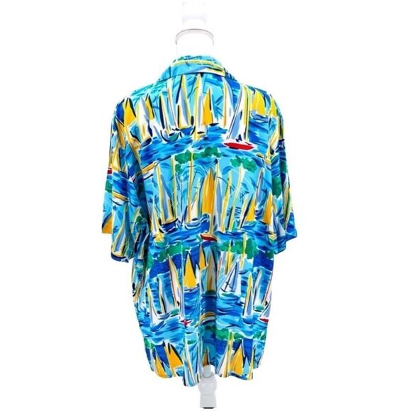 Vintage Liz Claiborne Blouse Top Sailboat Print Blue White Size L - Picture 5 of 6